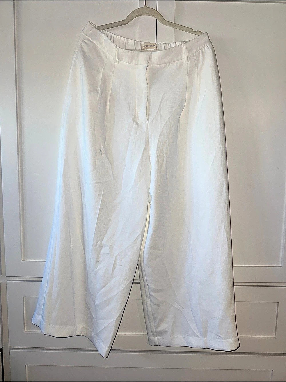 Lucky Brand Wide Leg Polyester Pants in White Size XL